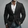 Men's Vintage Tweed Notch Lapel Two Buttons Casual Blazer MTA2918H3Z sold by Manly