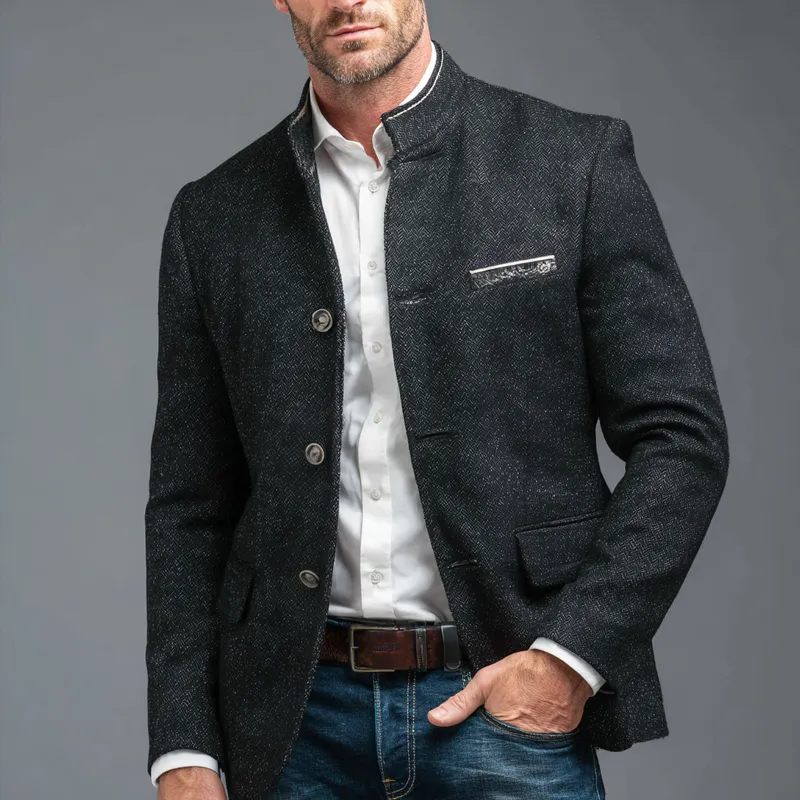 Men's Vintage Herringbone Tweed Notched Lapel Two-Button Casual Jacket MTA2908H0Z sold by Manly product image thumbnail 2