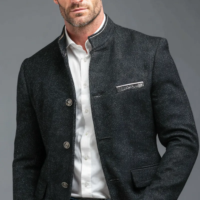 Men's Vintage Herringbone Tweed Notched Lapel Two-Button Casual Jacket MTA2908H0Z sold by Manly product image thumbnail 3