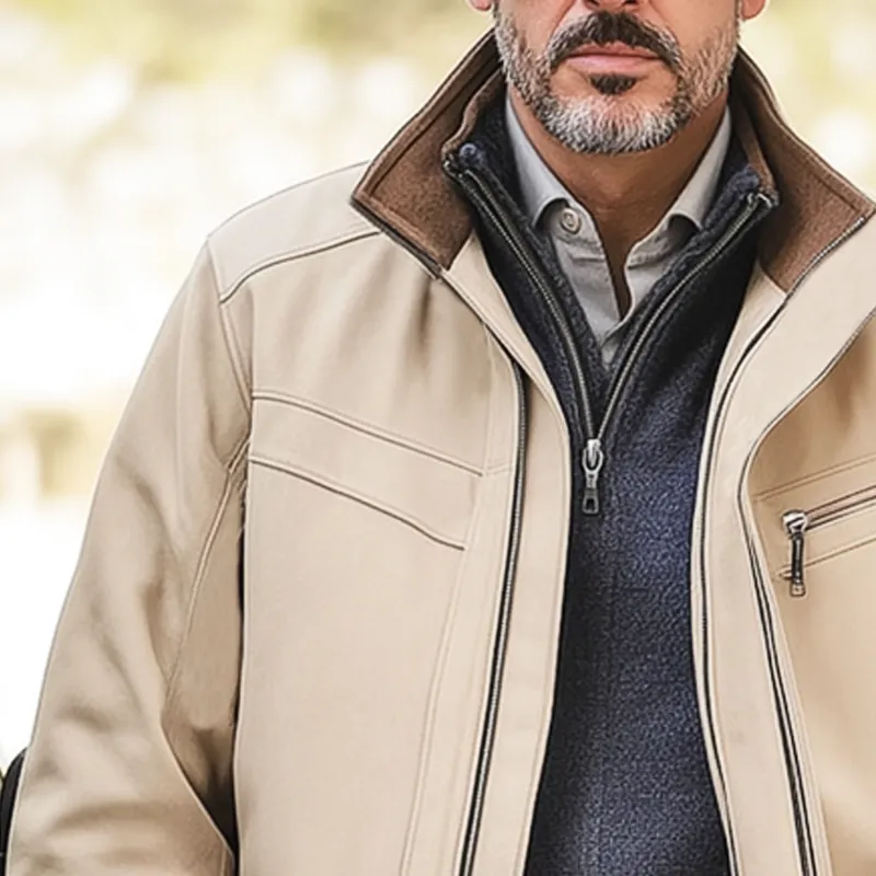 Men's Classic Business Stand Collar Zipper Short Coat MTA2934H2U sold by Manly product image thumbnail 3