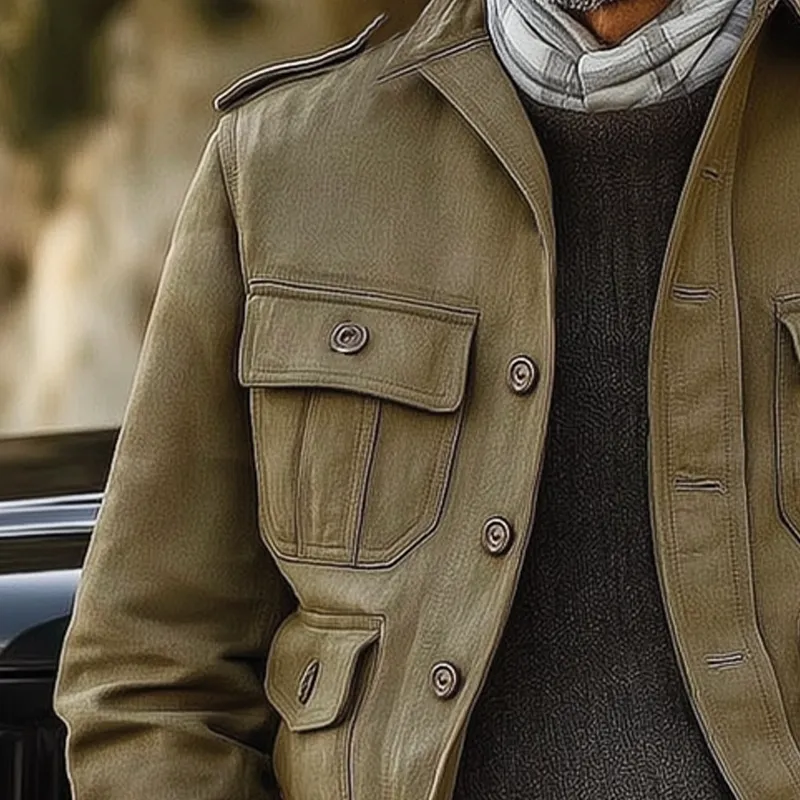 Men's Vintage Distressed Multi-pocket Button-down Work Jacket MTA2926H3U sold by Manly product image thumbnail 3