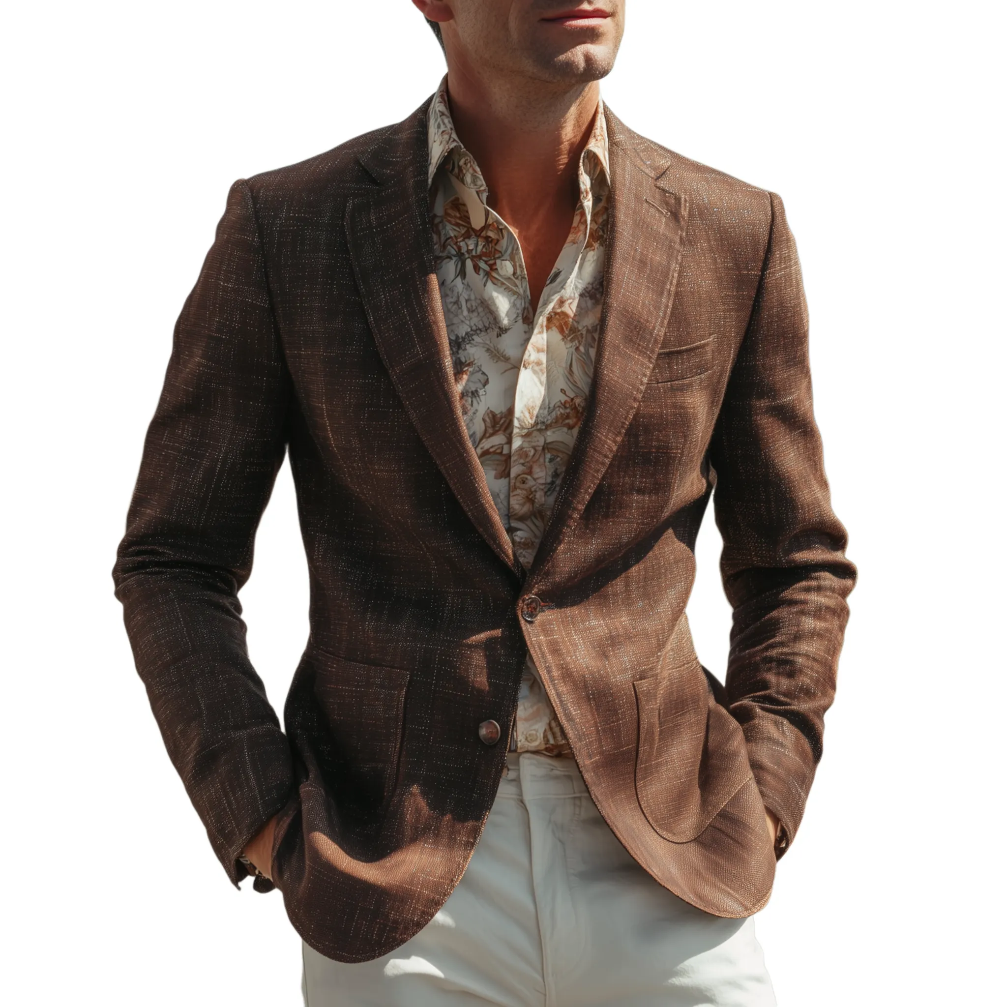 Men's Classic Casual Cotton Blend Textured Single-breasted Blazer MTA2954H7K sold by Manly