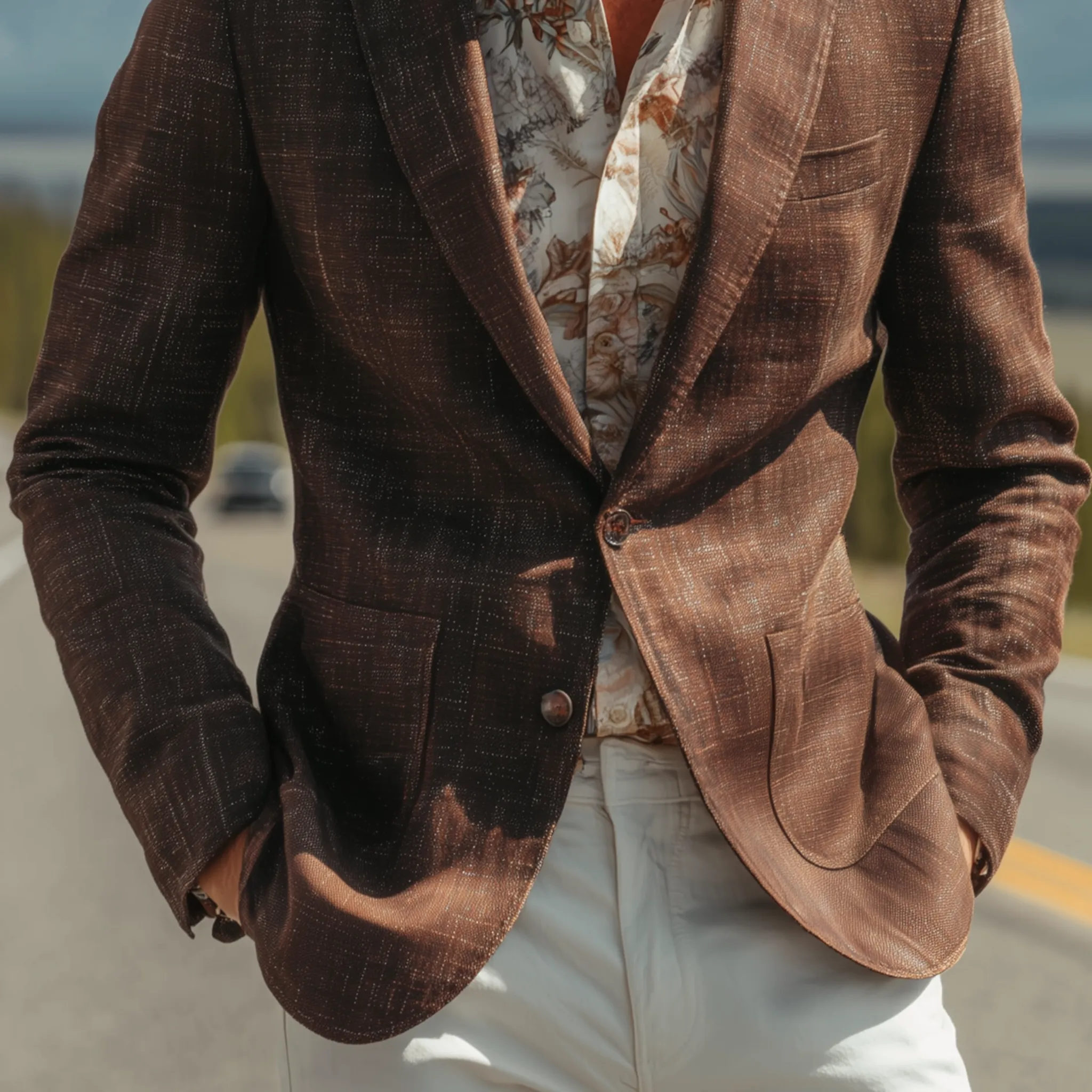 Men's Classic Casual Cotton Blend Textured Single-breasted Blazer MTA2954H7K sold by Manly product image thumbnail 4