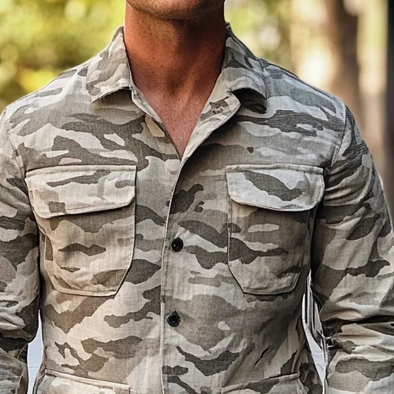 Men's Casual Multi-Pocket Lapel Camouflage Jacket MTA2843H4X sold by Manly product image thumbnail 2