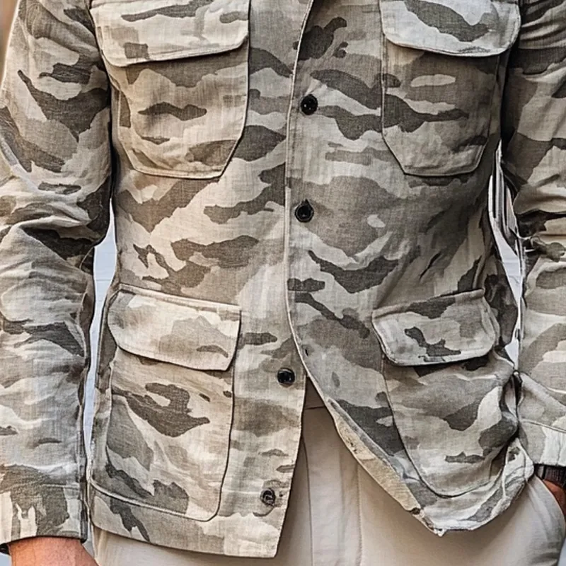 Men's Casual Multi-Pocket Lapel Camouflage Jacket MTA2843H4X sold by Manly product image thumbnail 3