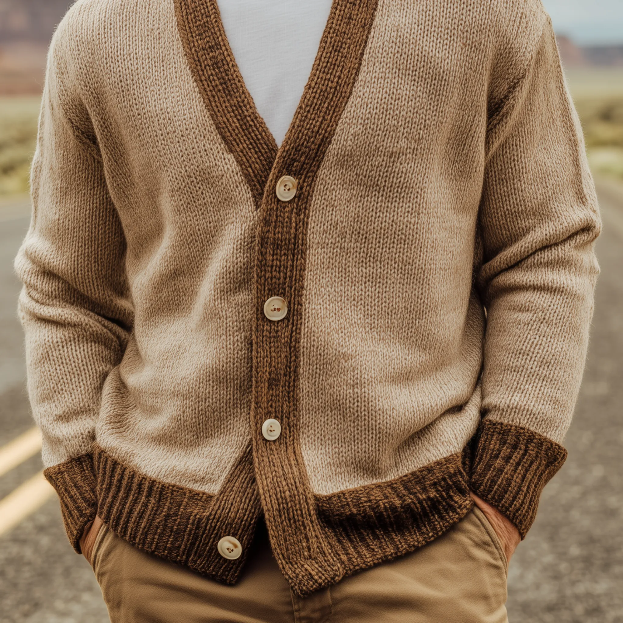 Men's Classic Casual Collar Contrast Color Knit Cardigan MTA2978H9K sold by Manly product image thumbnail 4