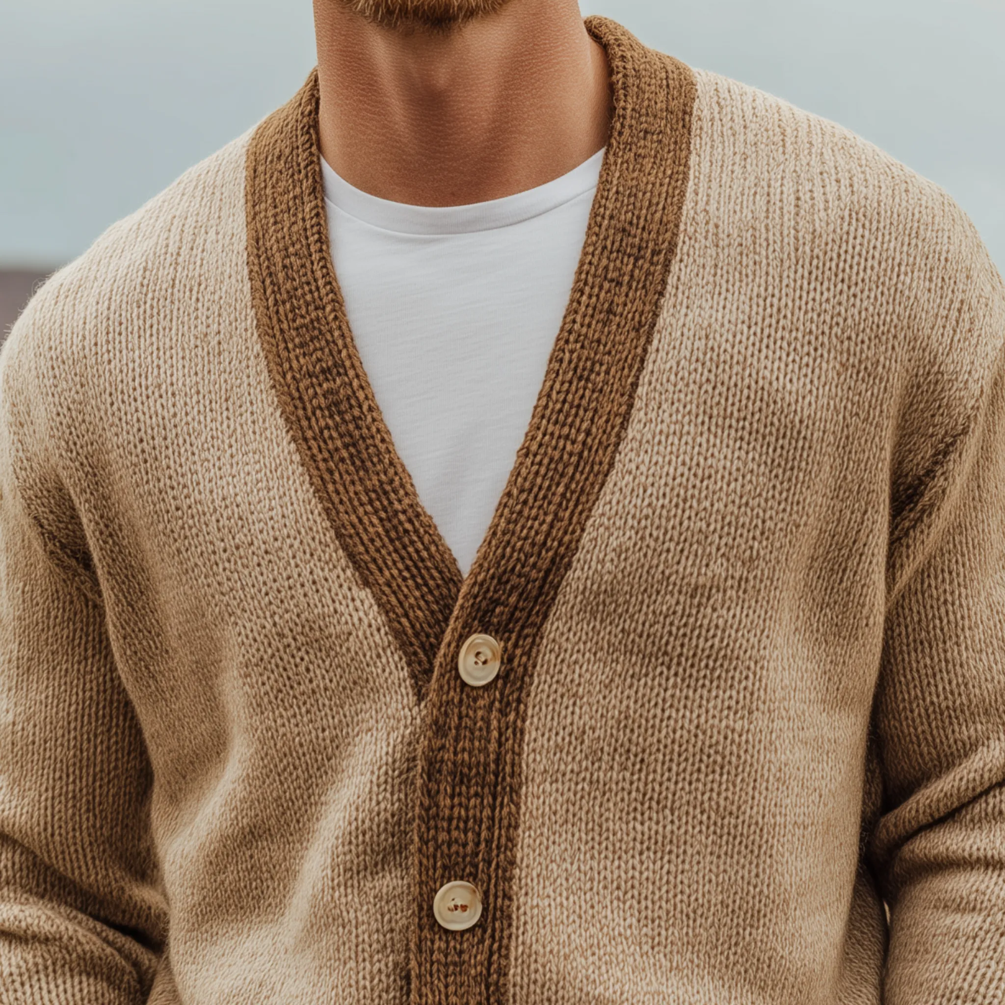 Men's Classic Casual Collar Contrast Color Knit Cardigan MTA2978H9K sold by Manly product image thumbnail 3