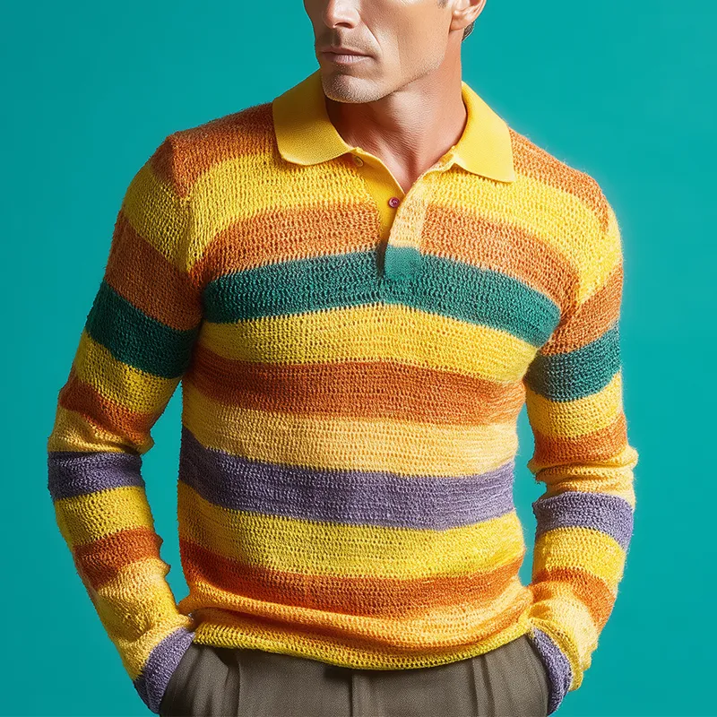 Men's Fashion Contrast Stripe Knitted Polo Neck Sweater MTA2994H0P sold by Manly product image thumbnail 2