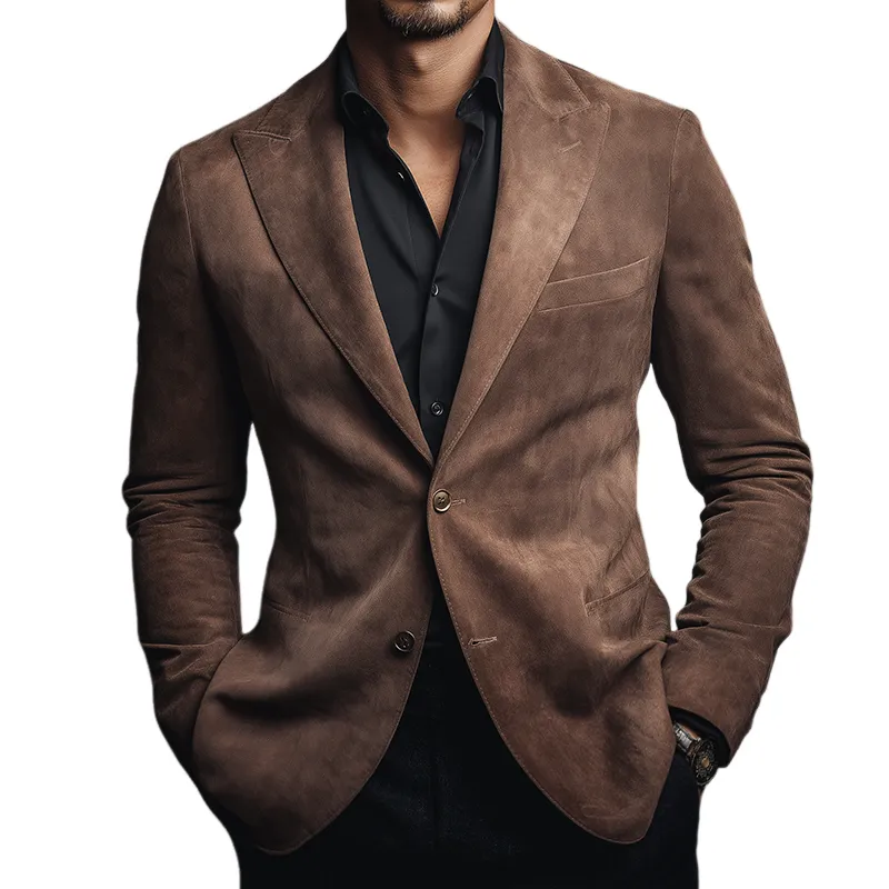 Men's Vintage Casual Suede Single-Breasted Blazer MTA2876H2TO sold by Manly