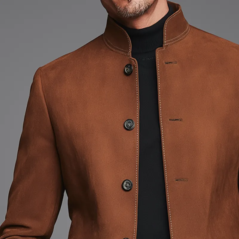 Men's Vintage Casual Suede Stand Collar Single Breasted Jacket MTA2810H3TO sold by Manly product image thumbnail 3