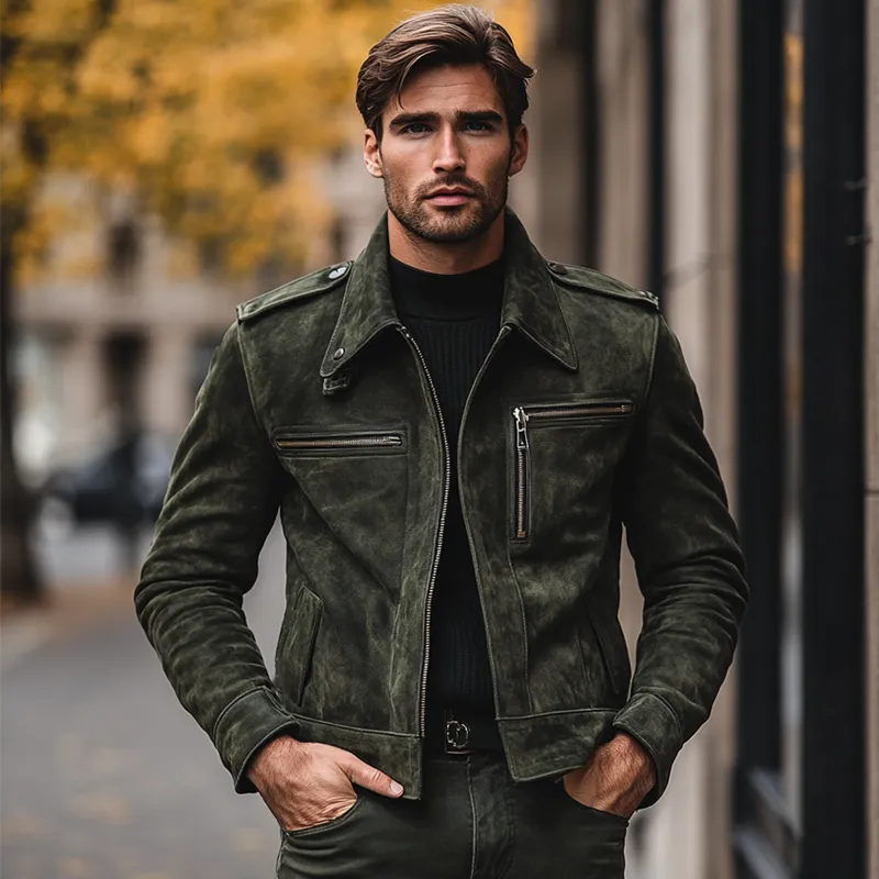 Men's Vintage Faux Suede Zipper Lapel Jacket MTA2999H9X sold by Manly product image thumbnail 5