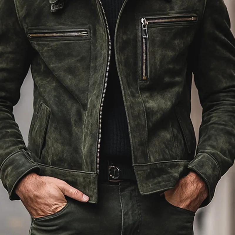 Men's Vintage Faux Suede Zipper Lapel Jacket MTA2999H9X sold by Manly product image thumbnail 3