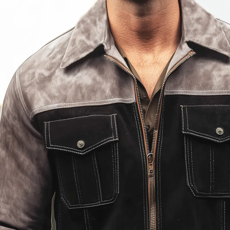 Men's Vintage Colorblock Suede Zip-Up Jacket MTA2827H4U sold by Manly product image thumbnail 3