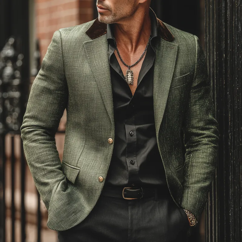 Men's Business Textured Colorblock Collar Two-button Blazer MTA2825H5U sold by Manly product image thumbnail 2