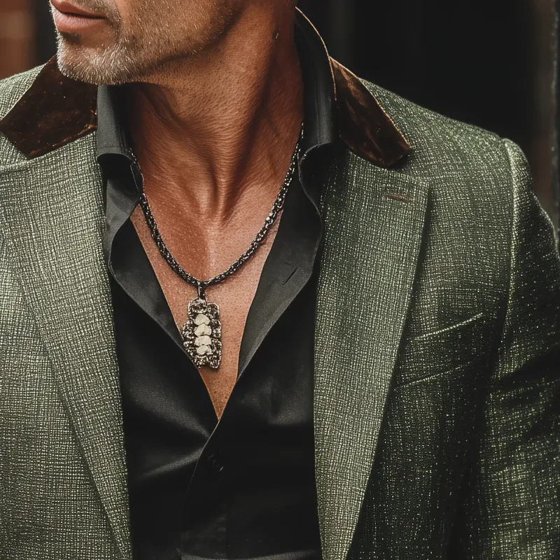 Men's Business Textured Colorblock Collar Two-button Blazer MTA2825H5U sold by Manly product image thumbnail 3