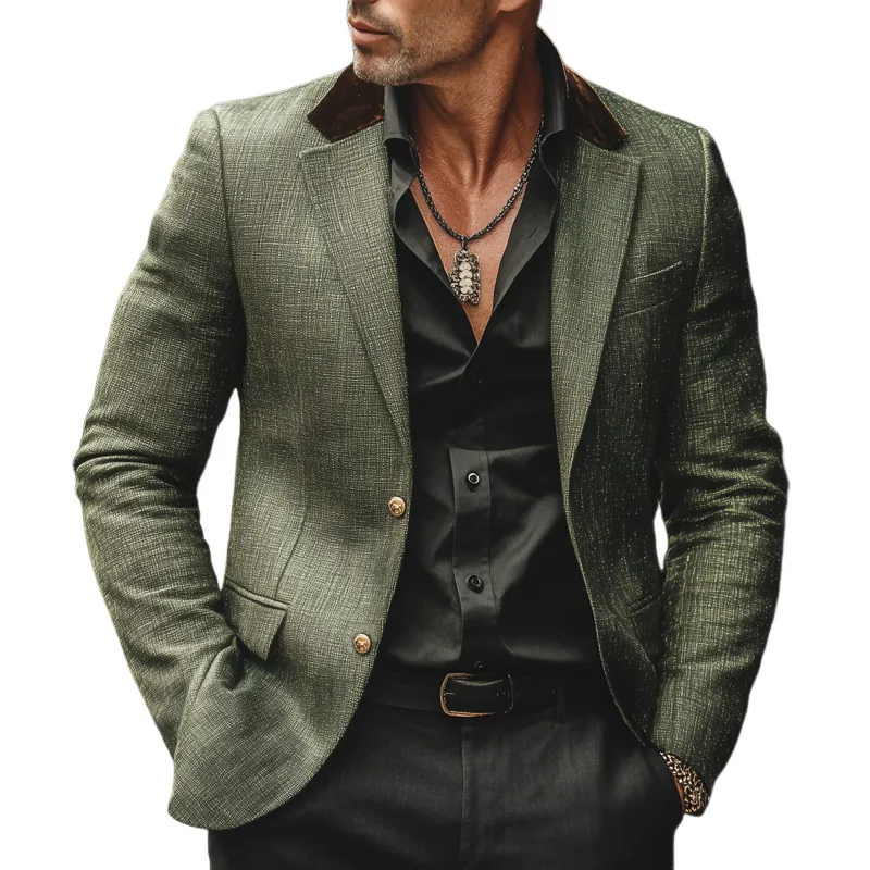 Men's Business Textured Colorblock Collar Two-button Blazer MTA2825H5U sold by Manly