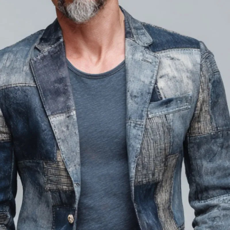 Men's Vintage Casual Distressed Print Blazer MTA2682H3TO sold by Manly product image thumbnail 3