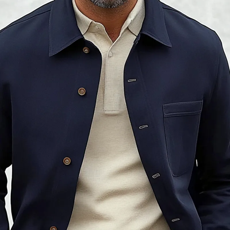 Men's Cotton Blend Lapel Single-Breasted Shirt Jacket MTA2726H0X sold by Manly product image thumbnail 3