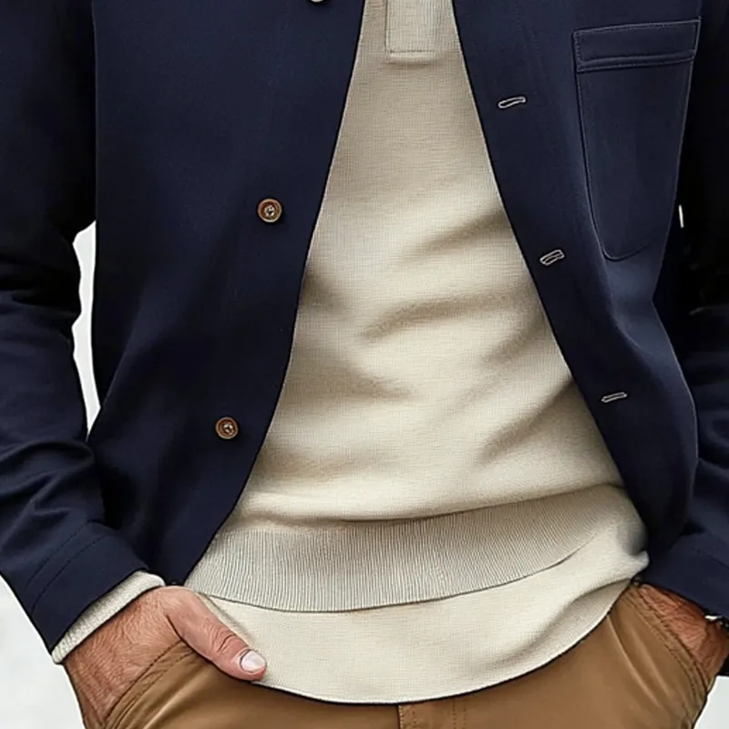 Men's Cotton Blend Lapel Single-Breasted Shirt Jacket MTA2726H0X sold by Manly product image thumbnail 4