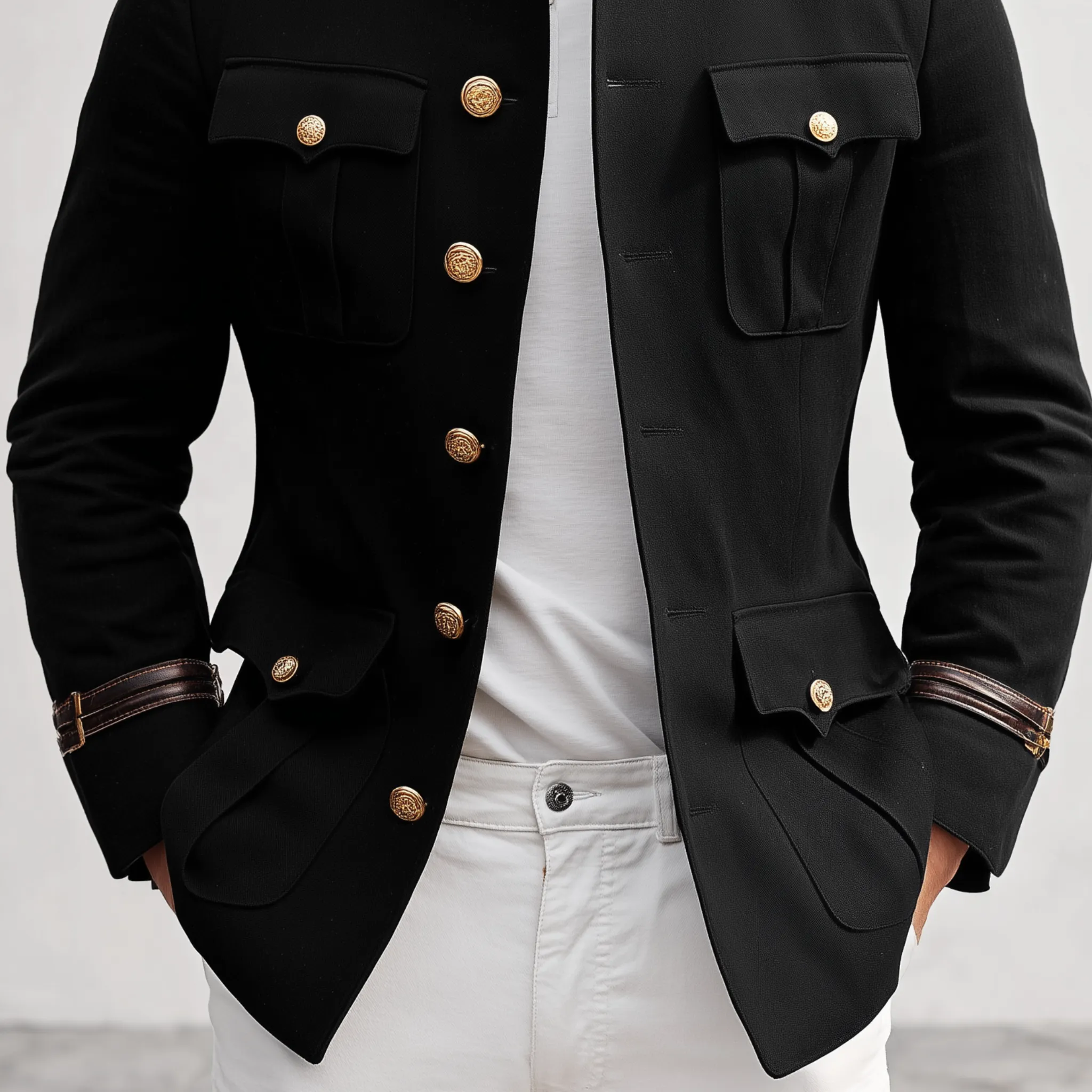 Men's Classic Retro Stand Collar Multi-pocket Twill Cotton Slim Fit Jacket MTA3055H4K sold by Manly product image thumbnail 4