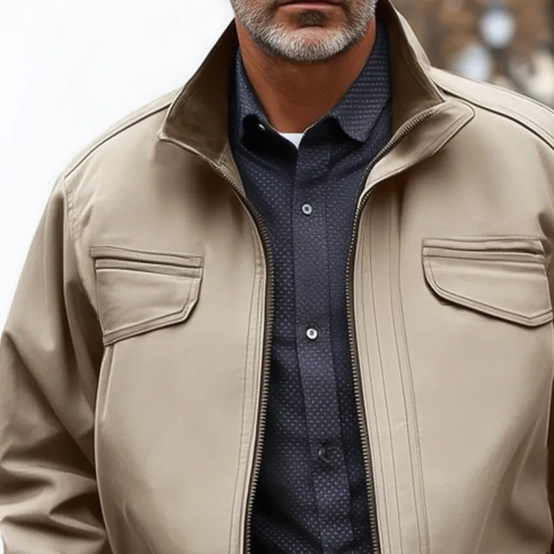 Men's Business Classic Cotton Stand Collar Zipper Jacket MTA3077H8U sold by Manly product image thumbnail 3