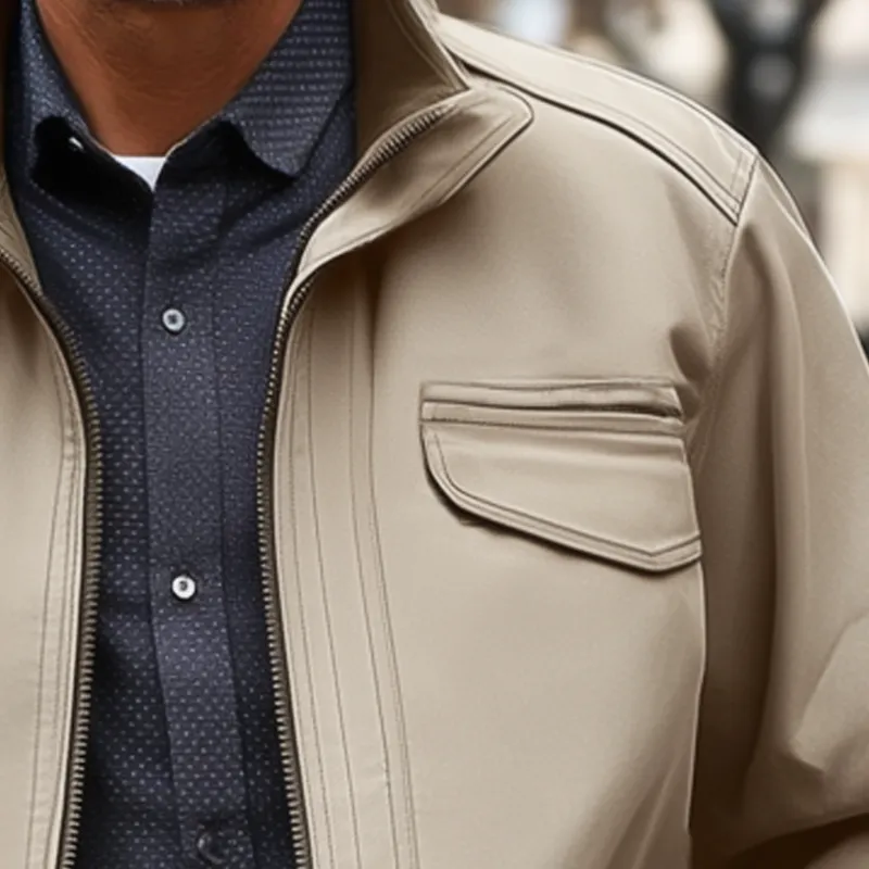 Men's Business Classic Cotton Stand Collar Zipper Jacket MTA3077H8U sold by Manly product image thumbnail 2