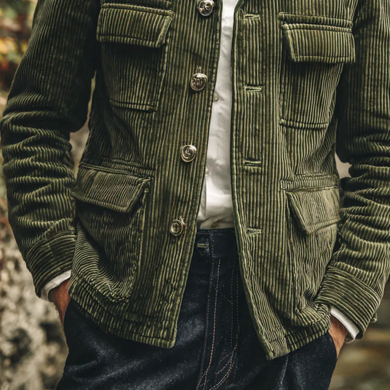 Men's Corduroy Lapel Multi-pocket Single Breasted Casual Jacket MTA3077H2Z sold by Manly product image thumbnail 4