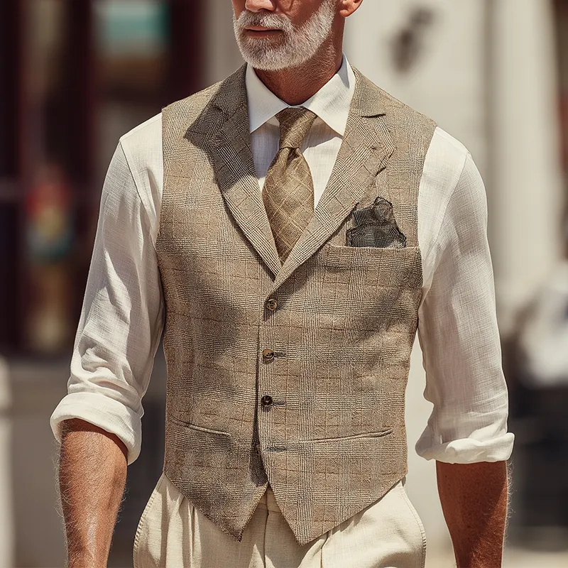 Men's Retro Elegant Plaid Cotton Blend Suit Vest MTA0210I6P sold by Manly product image thumbnail 2