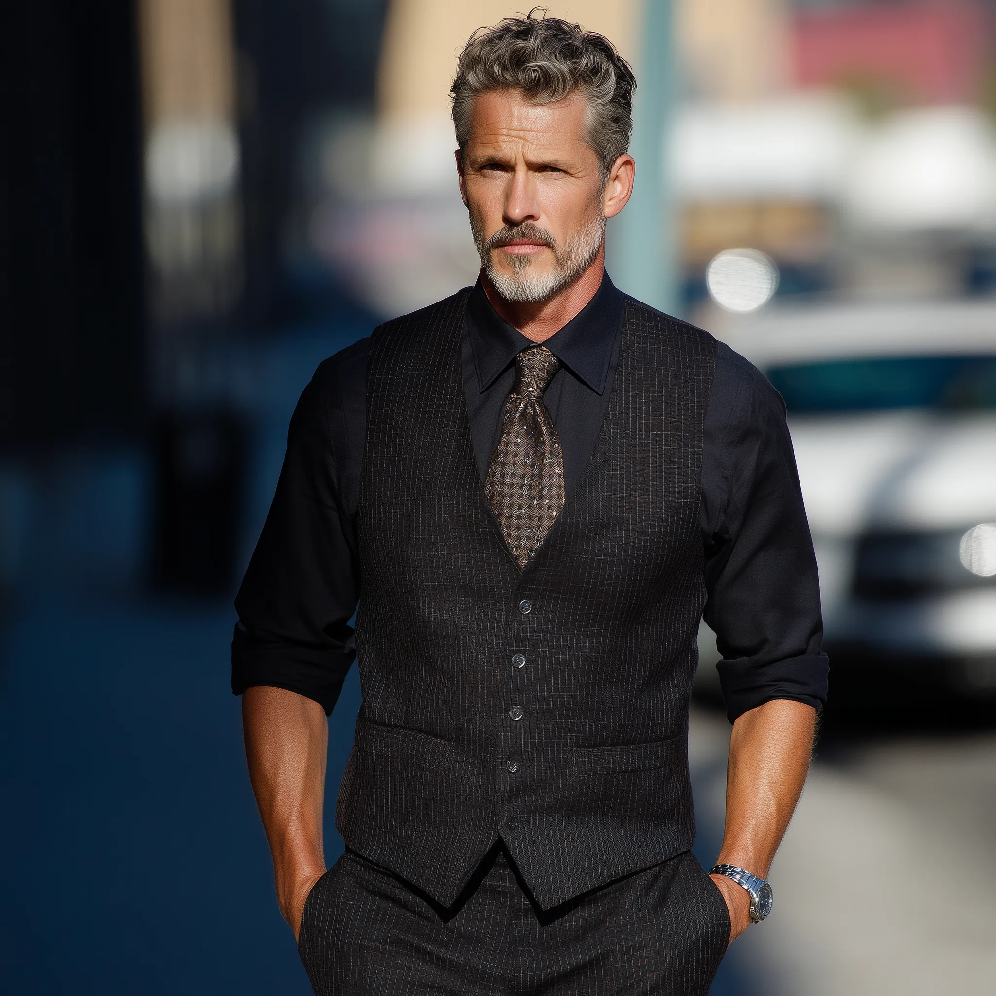 Men's Stylish And Elegant Small Check Suit Vest MTA0225I5P sold by Manly product image thumbnail 4