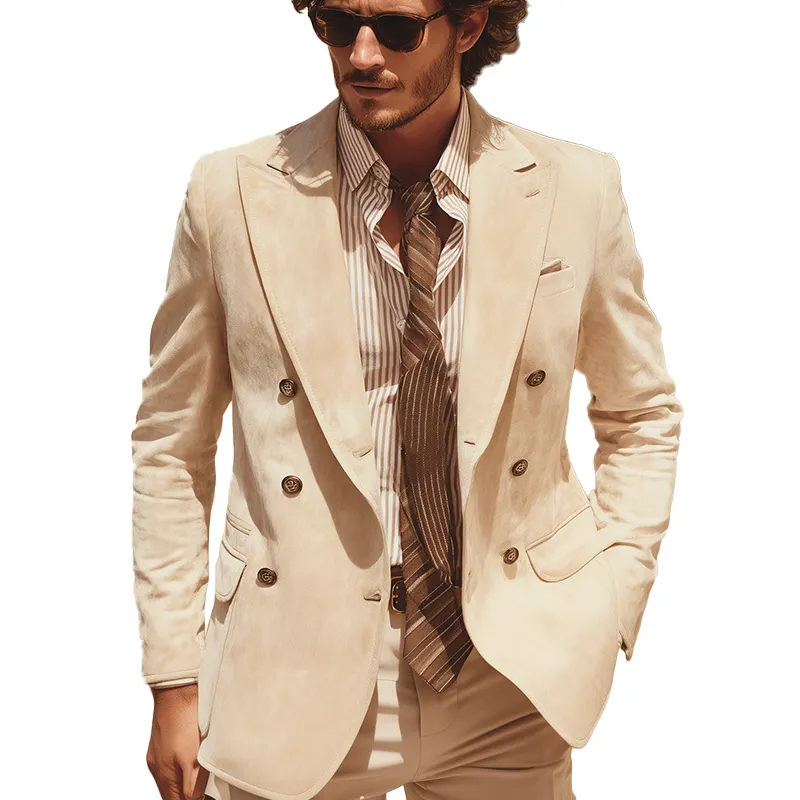 Men's Retro Elegant Faux Suede Loose Suit Jacket MTA0289I1P sold by Manly