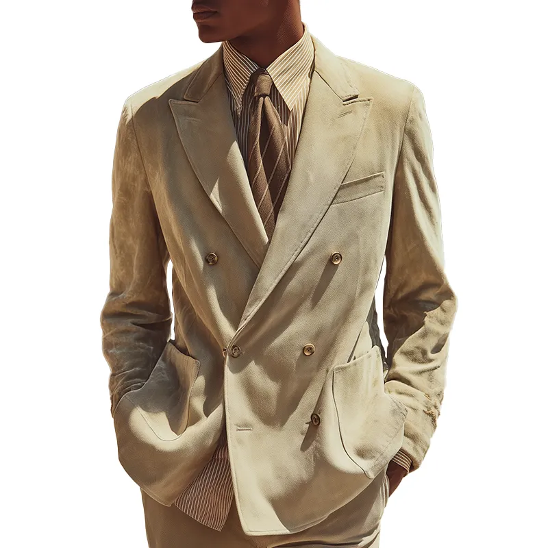 Men's Retro Elegant Faux Suede Loose Suit Jacket MTA0281I6P sold by Manly