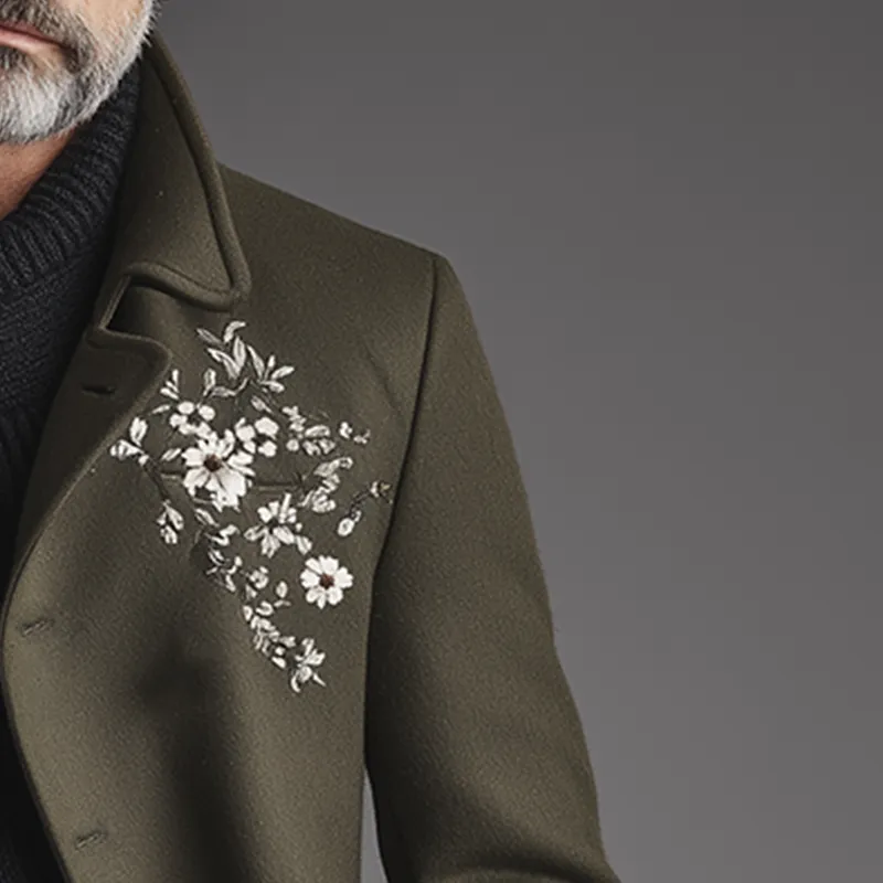 Men's Elegant Vintage Embroidered Faux Wool Short Coat Jacket MTA0276I5P sold by Manly product image thumbnail 4