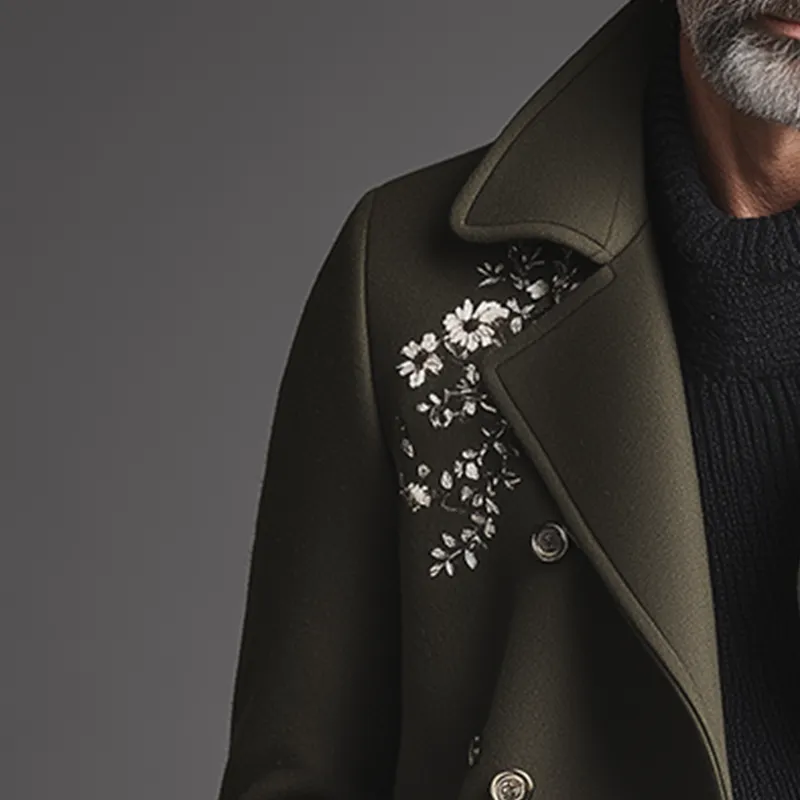 Men's Elegant Vintage Embroidered Faux Wool Short Coat Jacket MTA0276I5P sold by Manly product image thumbnail 3