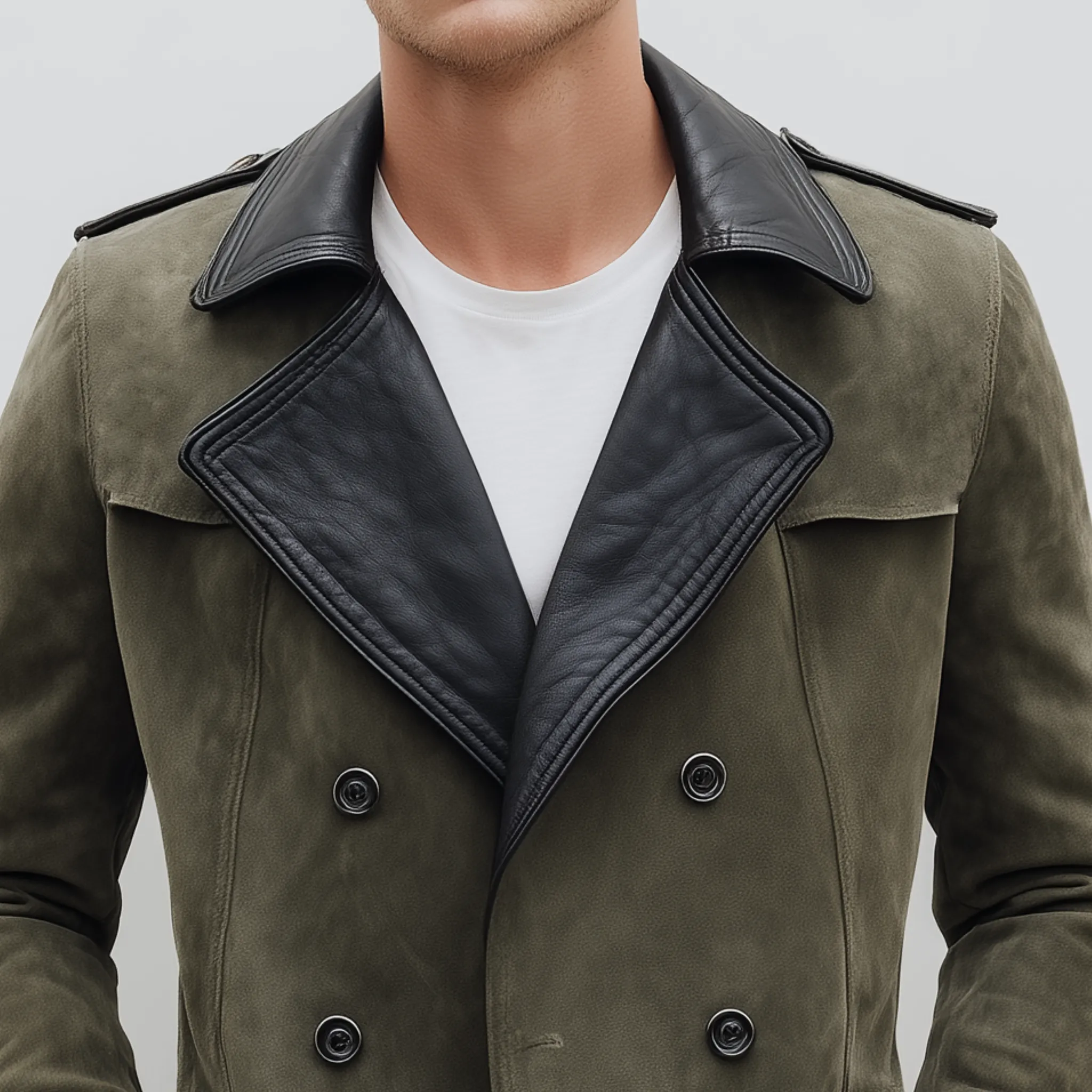 Men's Classic Casual Lapel PU Leather Double-breasted Suede Jacket MTA0279I9K sold by Manly product image thumbnail 4