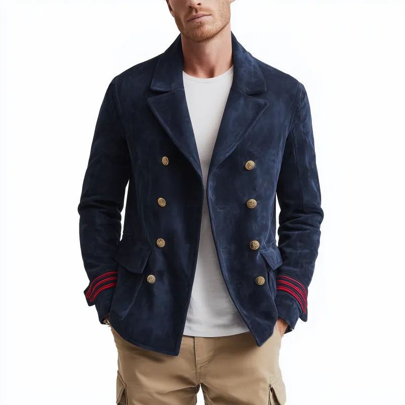 Men's Classic Casual Lapel Double-Breasted Suede Jacket MTA0228I1K sold by Manly