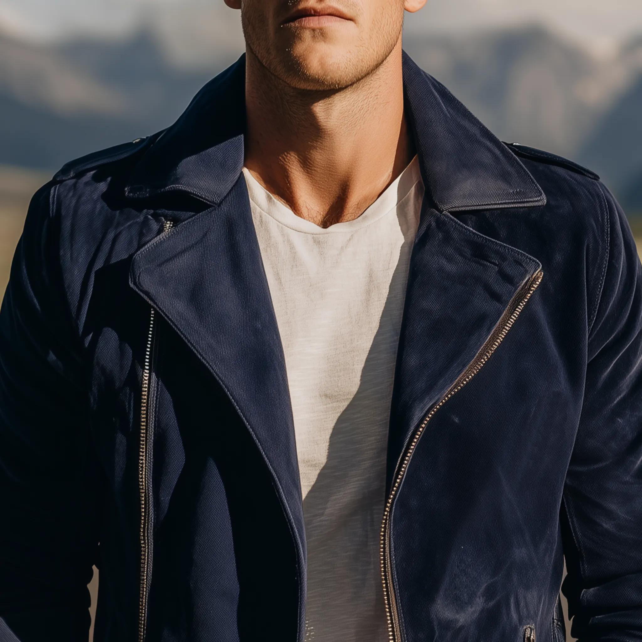 Men's Classic Vintage Western Style Cotton Twill Lapel Motorcycle Jacket MTA0266I1K sold by Manly product image thumbnail 3