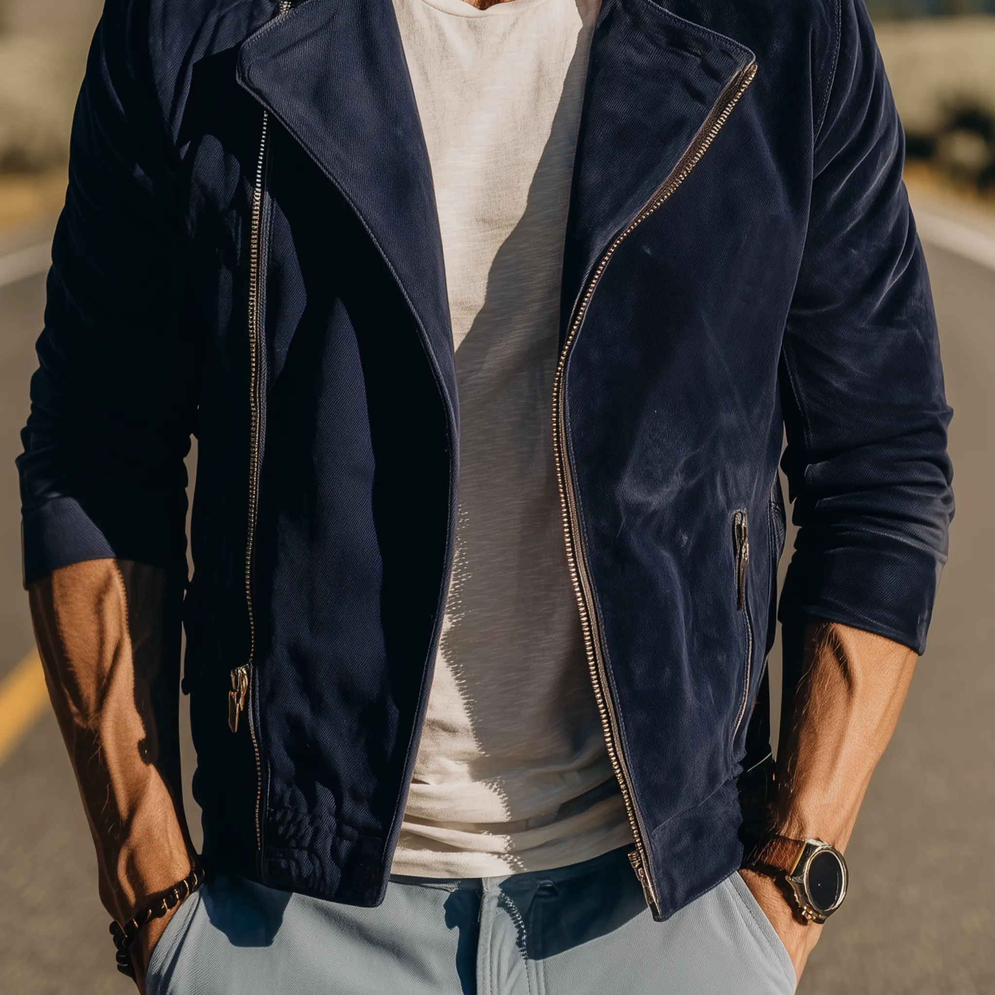 Men's Classic Vintage Western Style Cotton Twill Lapel Motorcycle Jacket MTA0266I1K sold by Manly product image thumbnail 4