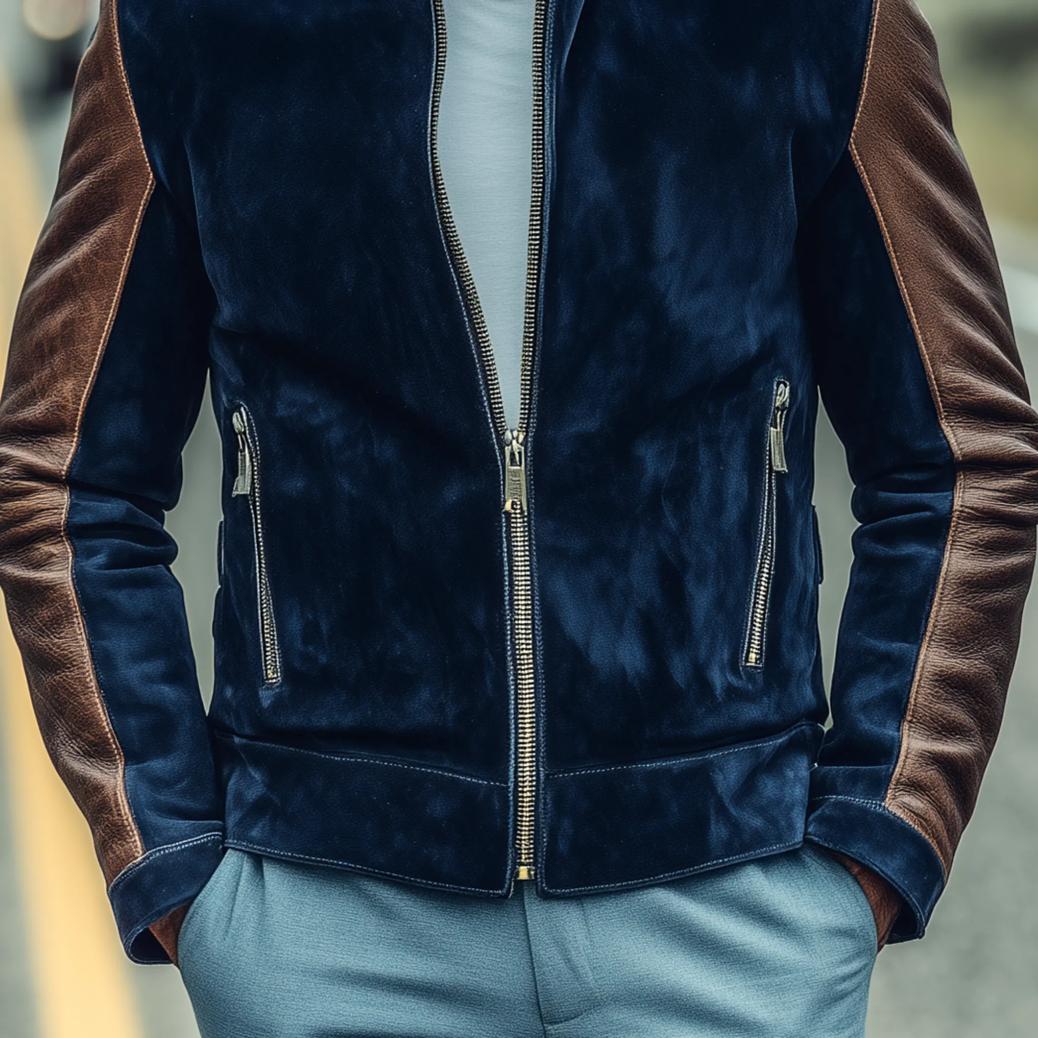 Men's Classic Retro Stand-up Collar PU Leather Zipper Suede Jacket MTA0239I5K sold by Manly product image thumbnail 5