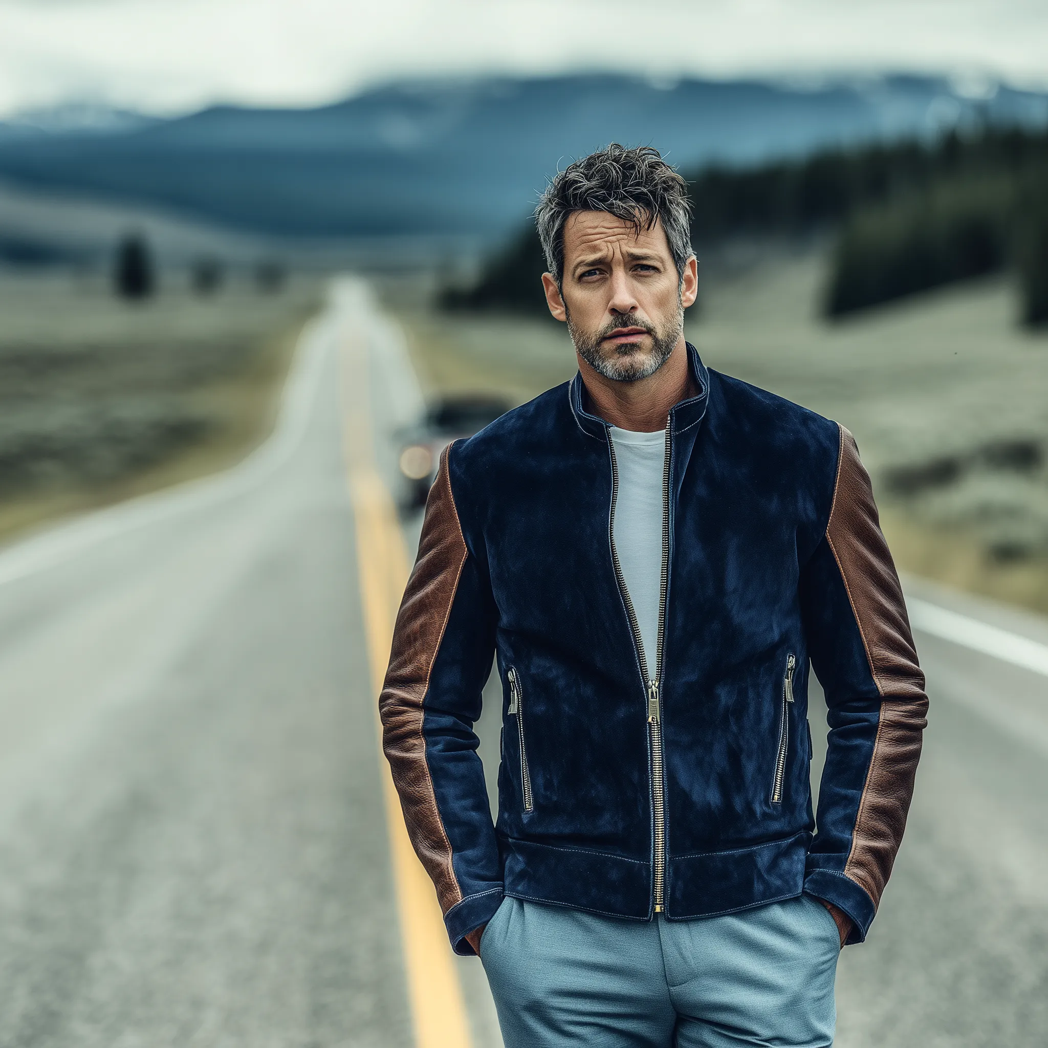 Men's Classic Retro Stand-up Collar PU Leather Zipper Suede Jacket MTA0239I5K sold by Manly product image thumbnail 3