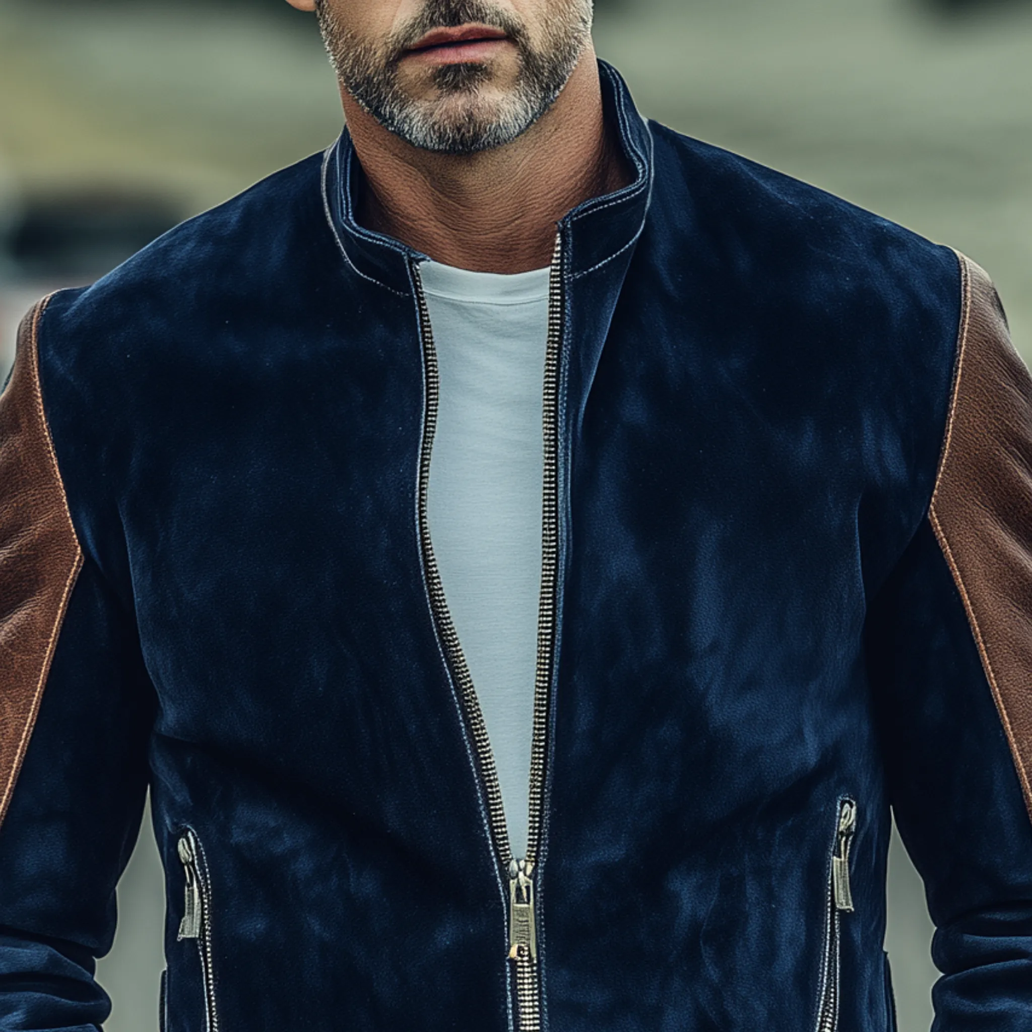 Men's Classic Retro Stand-up Collar PU Leather Zipper Suede Jacket MTA0239I5K sold by Manly product image thumbnail 4