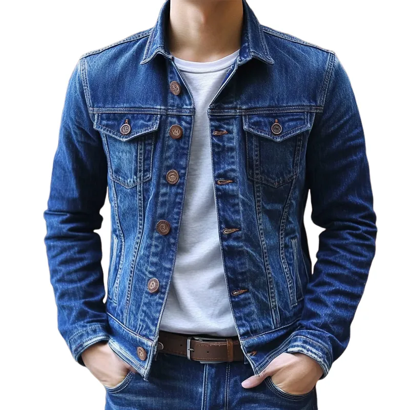 Men's Vintage Washed Single Breasted Lapel Jacket MTA0127I3X sold by Manly