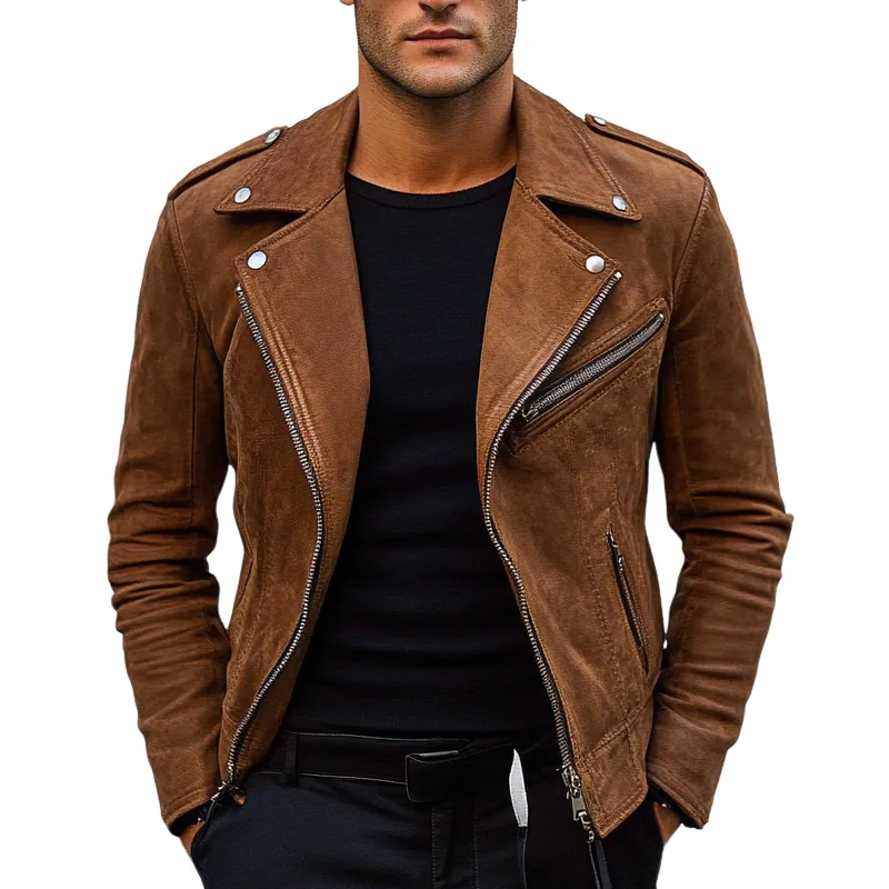 Men's Vintage Faux Suede Motorcycle Zip-Up Jacket MTA0183I0X sold by Manly