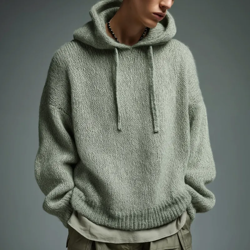 Men's Vintage Casual Knit Oversized Sweater Hoodie MTA0168I1TO sold by Manly product image thumbnail 2