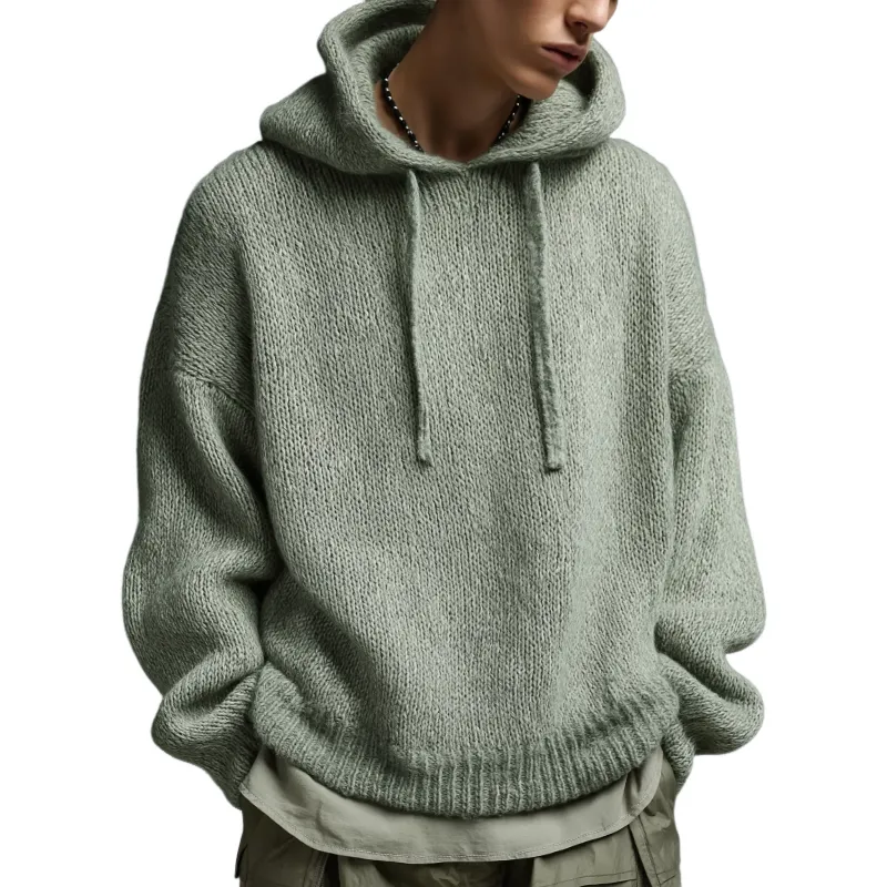 Men's Vintage Casual Knit Oversized Sweater Hoodie MTA0168I1TO sold by Manly