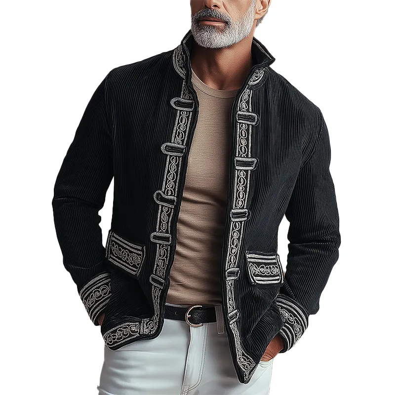Men's Winter Fashion Embroidered Corduroy Jacket MTA0152I2P sold by Manly
