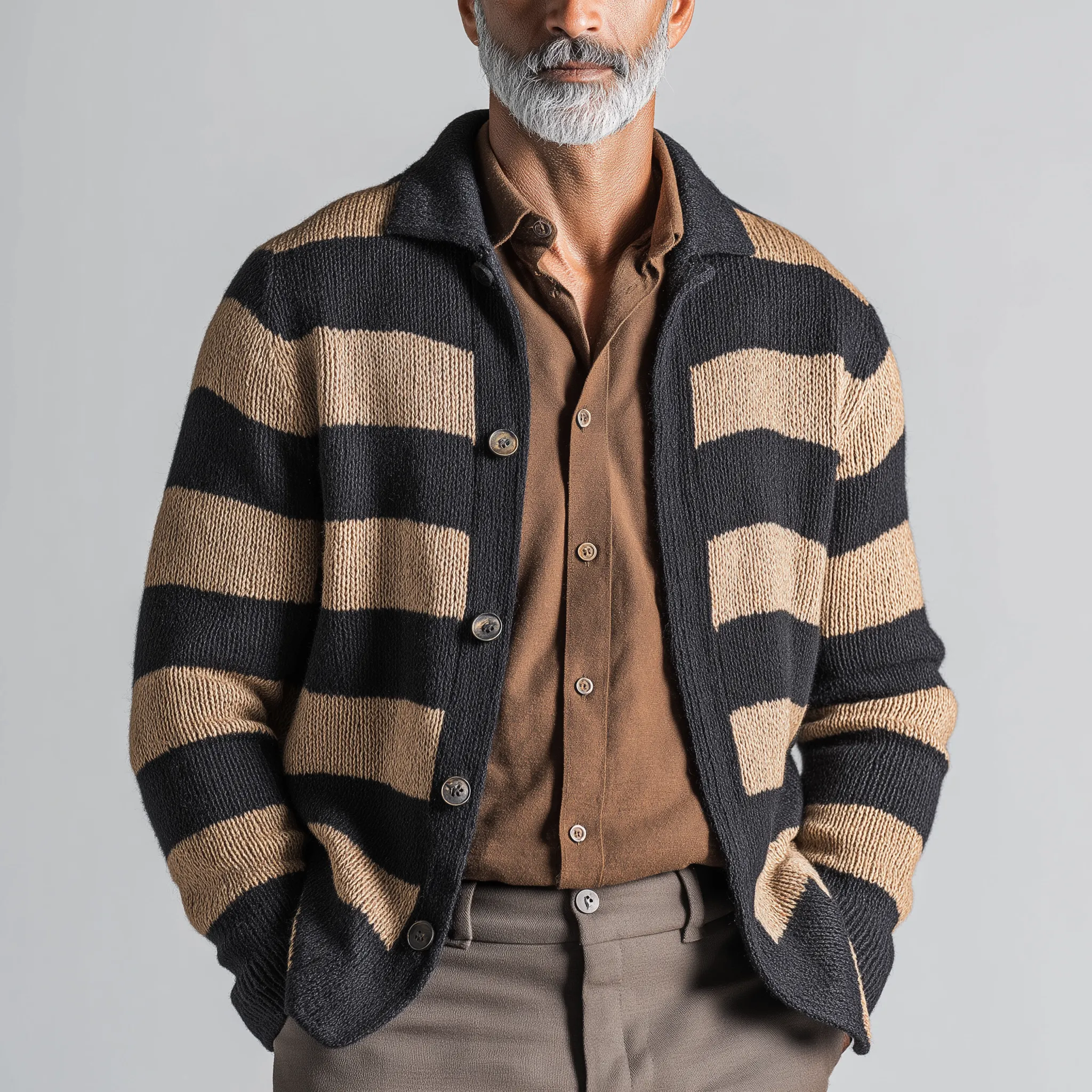 Men's Winter Fashion Striped Knitted Cardigan MTA0144I8P sold by Manly product image thumbnail 2