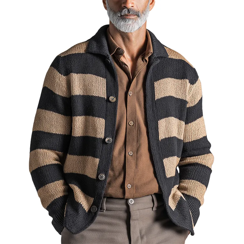 Men's Winter Fashion Striped Knitted Cardigan MTA0144I8P sold by Manly