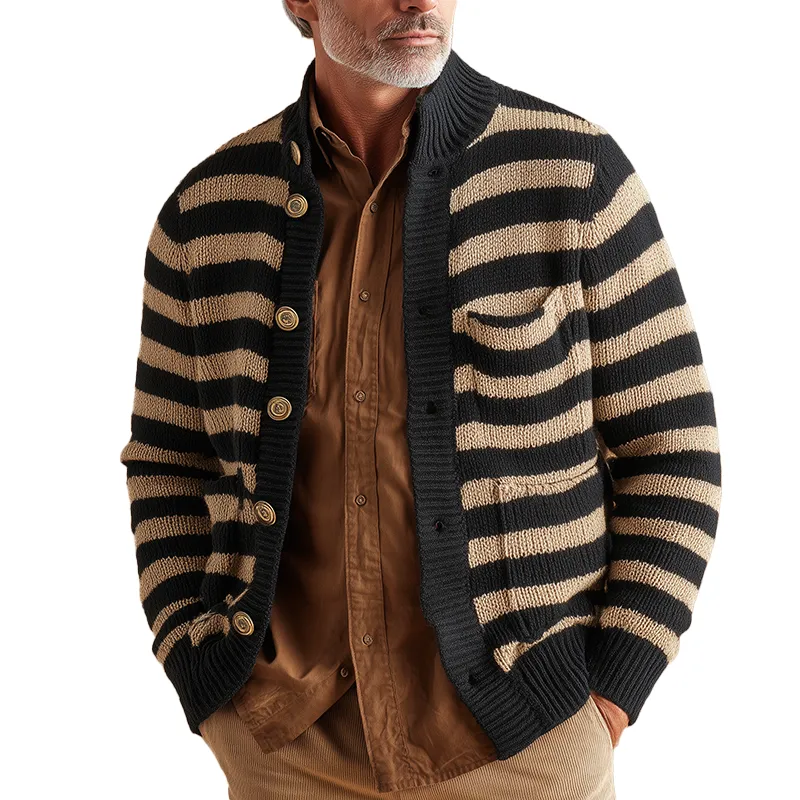 Men's Winter Fashion Striped Knitted Cardigan MTA0182I5P sold by Manly