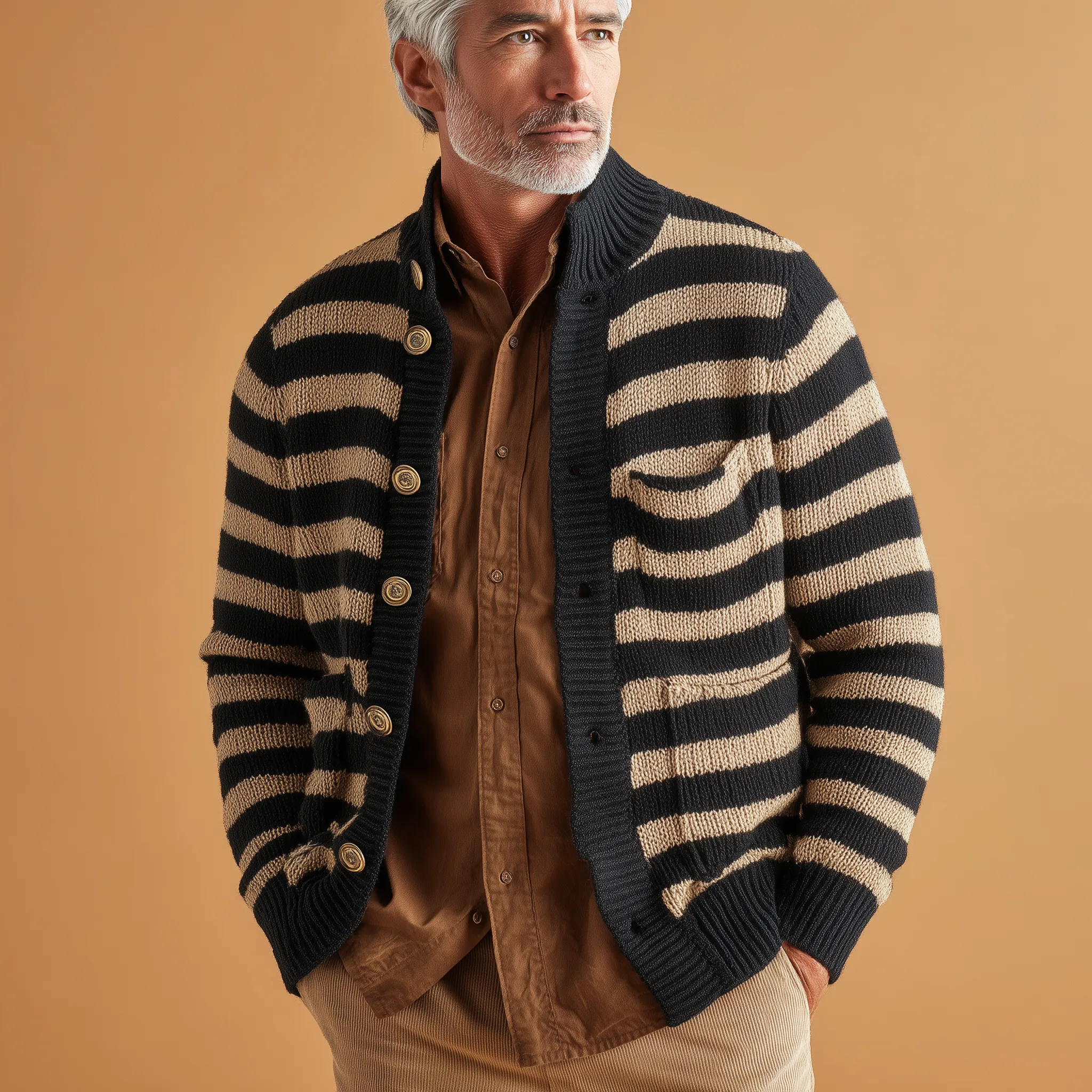 Men's Winter Fashion Striped Knitted Cardigan MTA0182I5P sold by Manly product image thumbnail 2