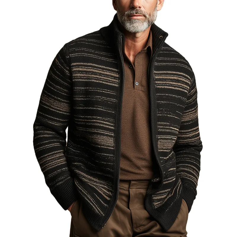 Men's Winter Fashion Pinstripe Knitted Cardigan MTA0100I8P sold by Manly